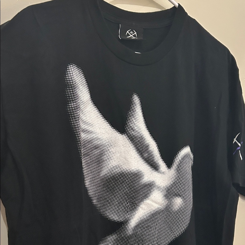 Black Graphic Tee with White Dove Design